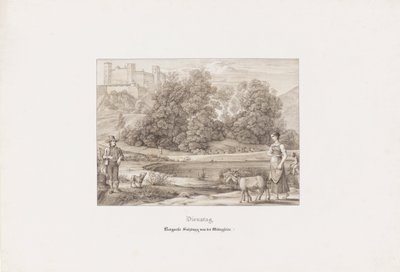 Tuesday. Mountain Fortress of Salzburg from the Southside by Ferdinand Olivier